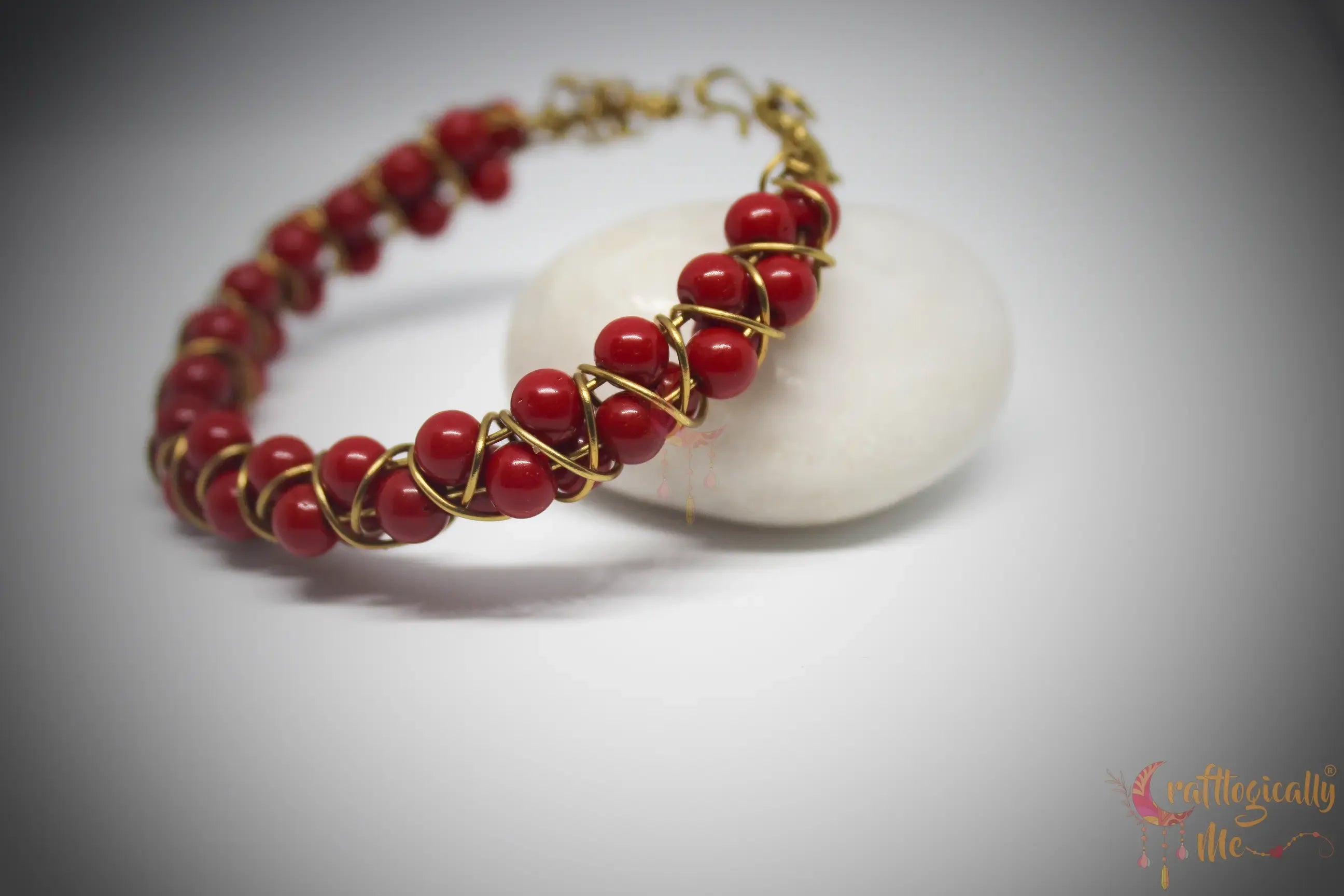 Three Layer Braided Pearl Bead Bracelet Cuff – Handmade Wire Jewelry