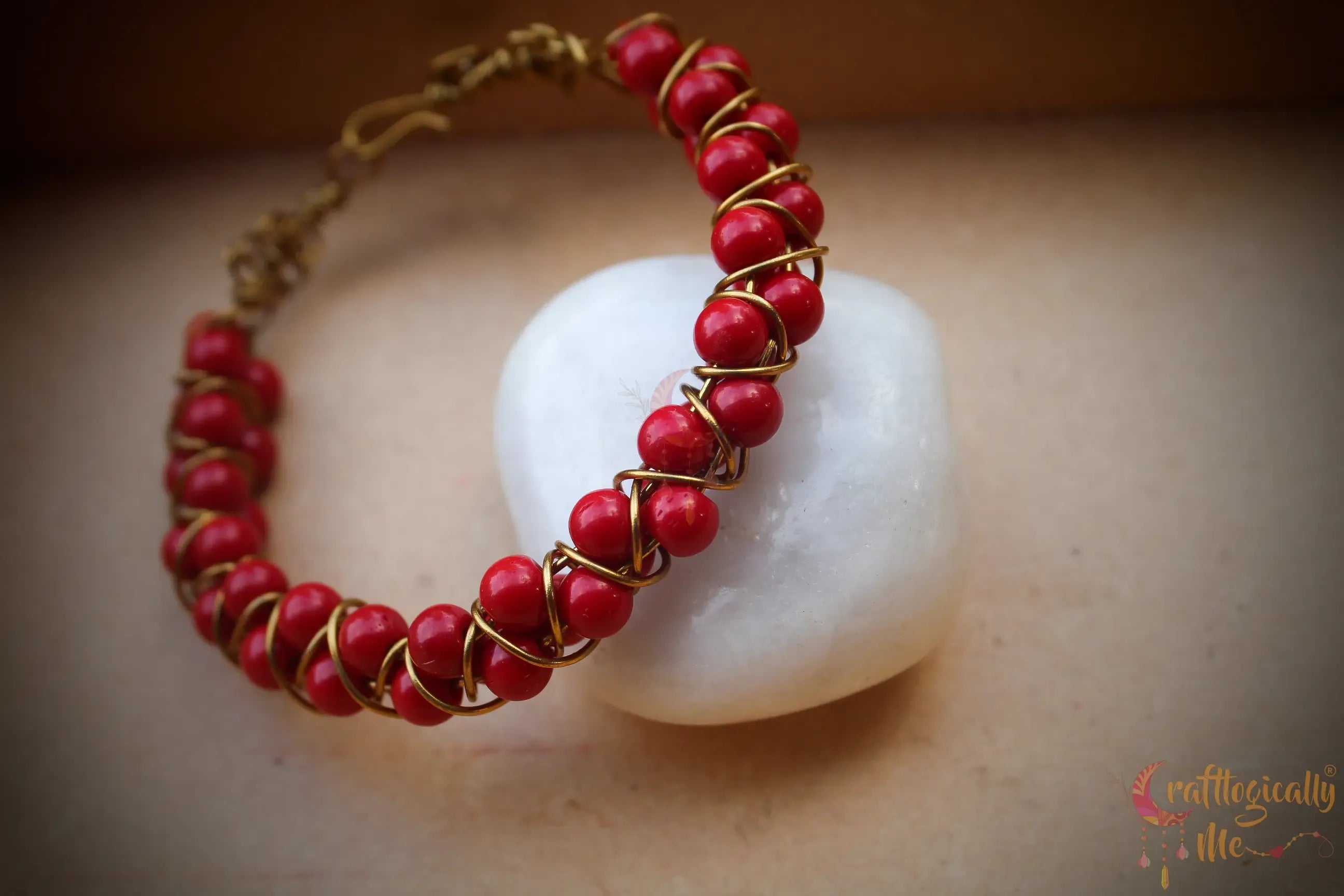 Three Layer Braided Pearl Bead Bracelet Cuff – Handmade Wire Jewelry