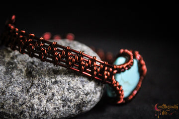 Turquoise Howlite Stone Cuff Bracelet – Handmade Anti-Tarnish Copper Jewelry