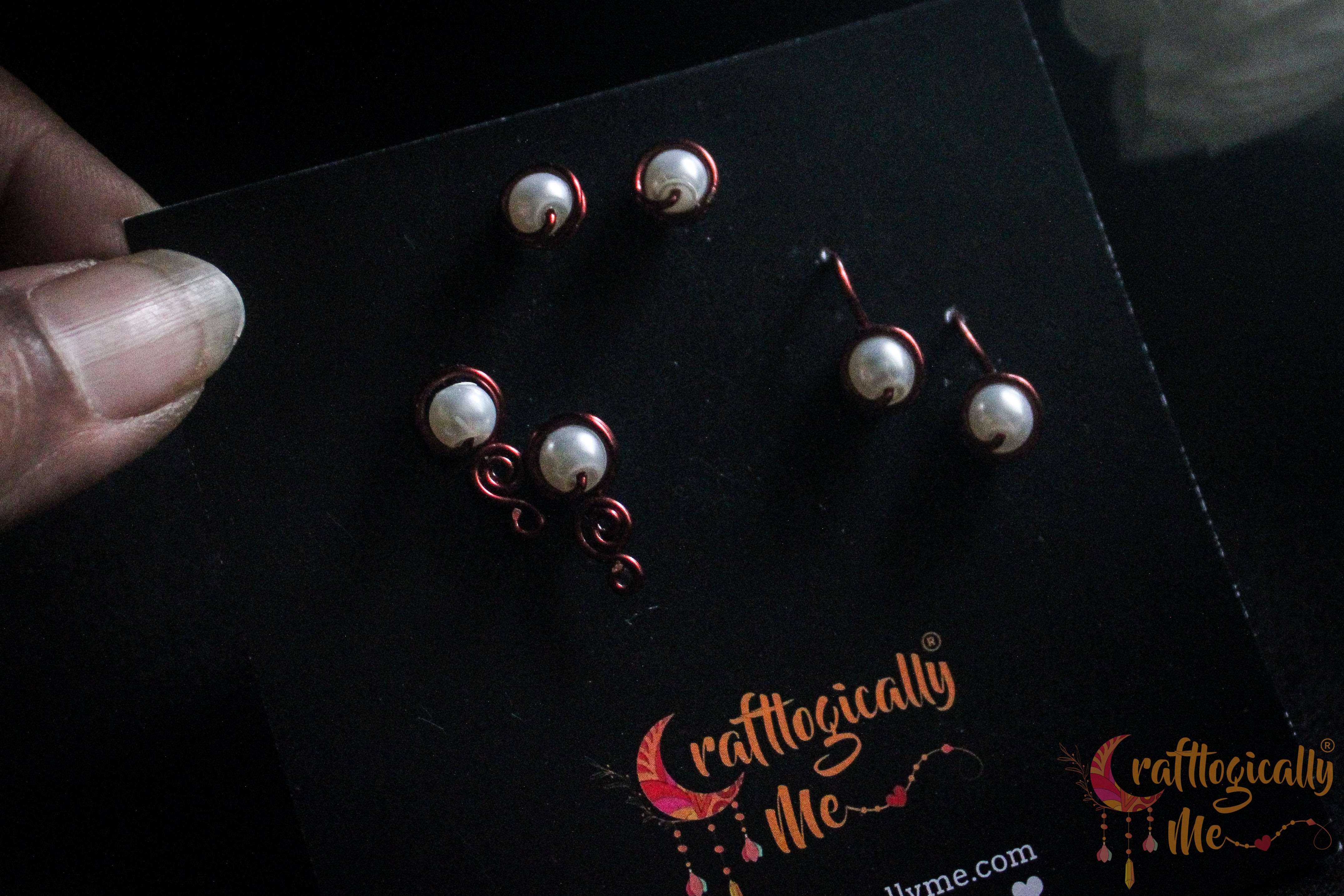 Classic Pearl Combo – Handmade Anti-Tarnish Copper Earrings Set