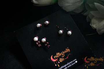 Classic Pearl Combo – Handmade Anti-Tarnish Copper Earrings Set