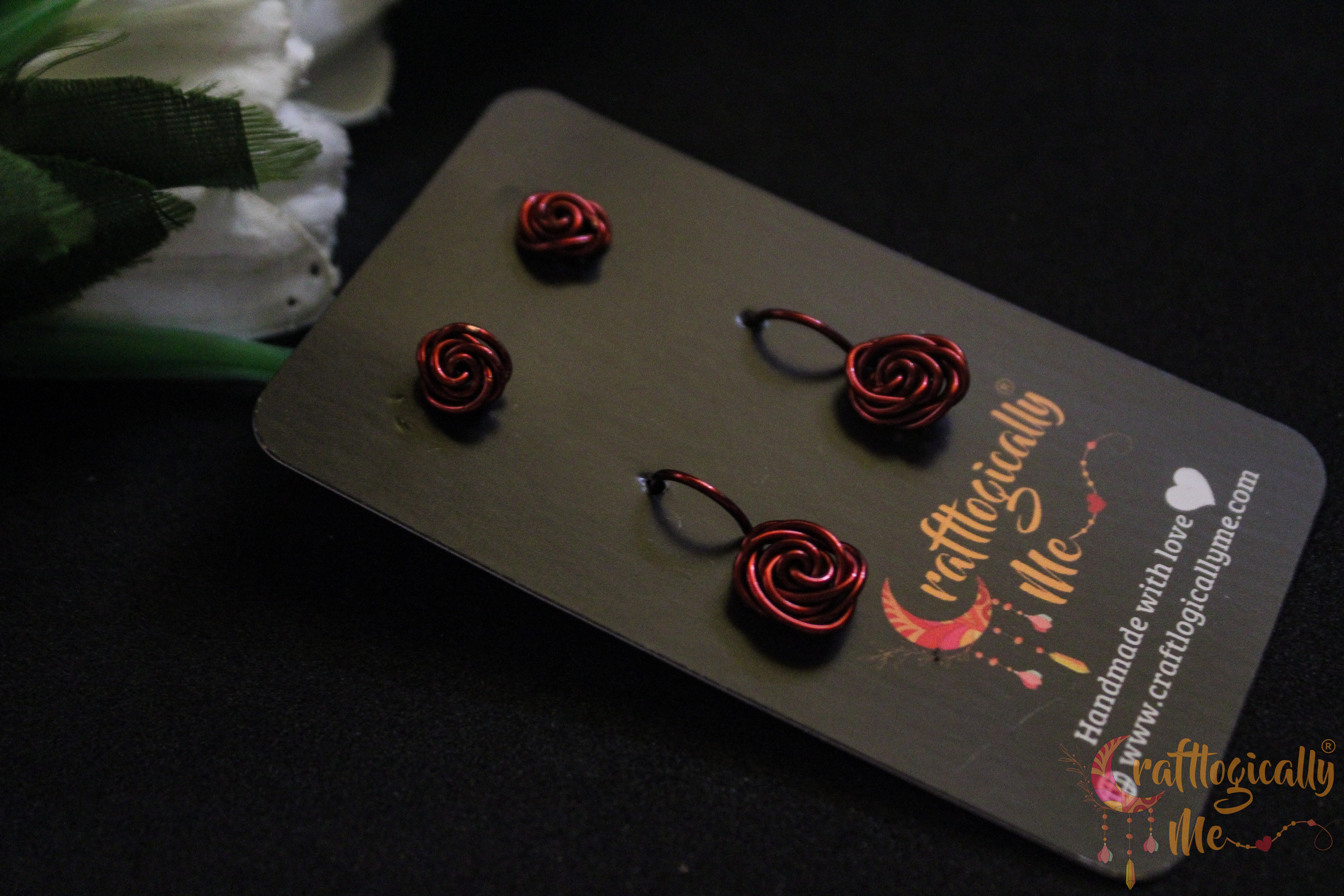 Classic Rose Combo – Handmade Anti-Tarnish Copper Earrings Set