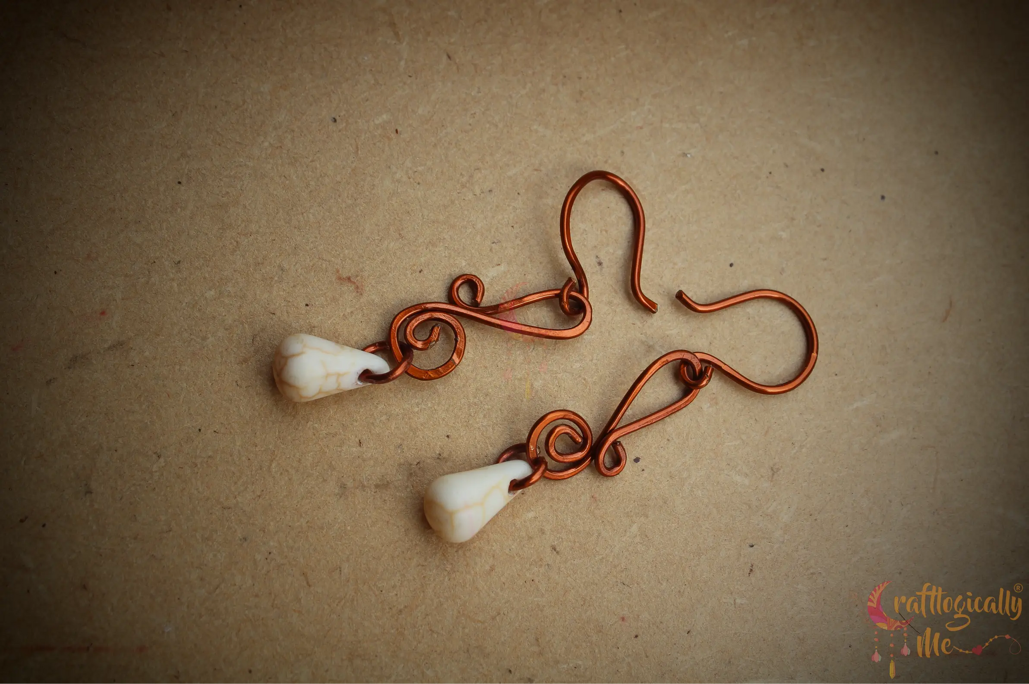 Swirl Drop Bead Earrings – Handmade Wire Wrapped Dangle Jewelry