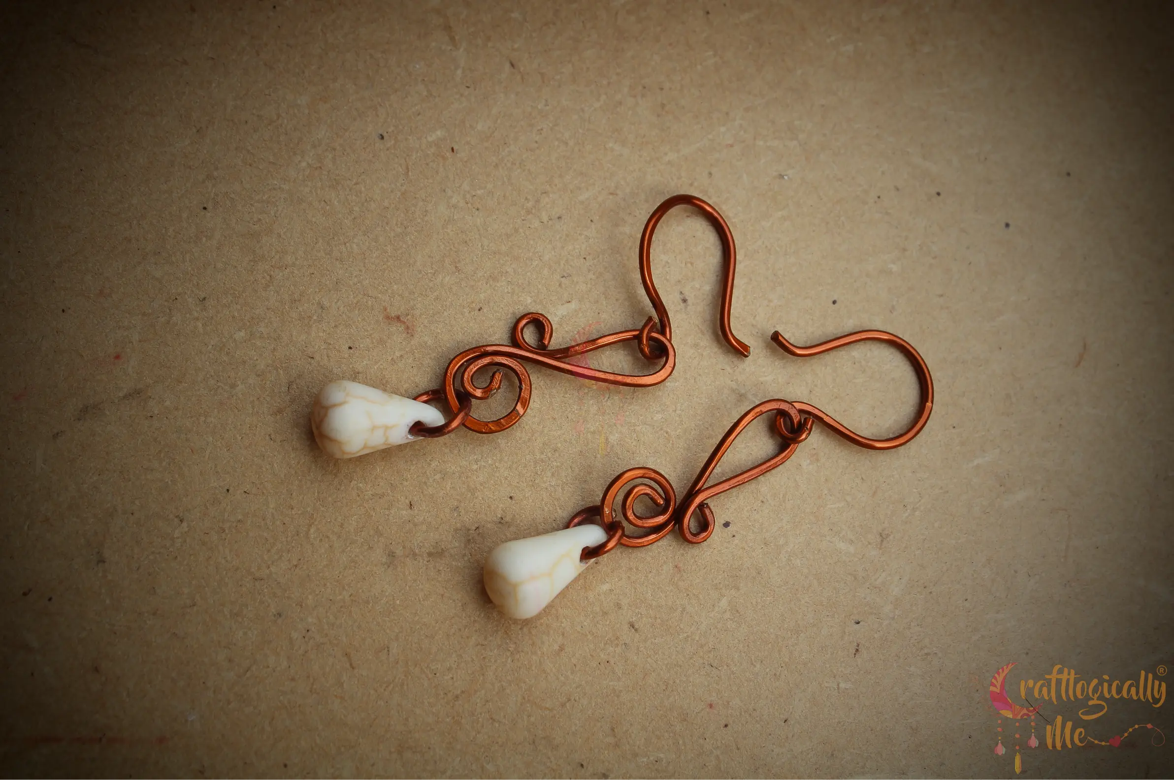 Swirl Drop Bead Earrings – Handmade Wire Wrapped Dangle Jewelry