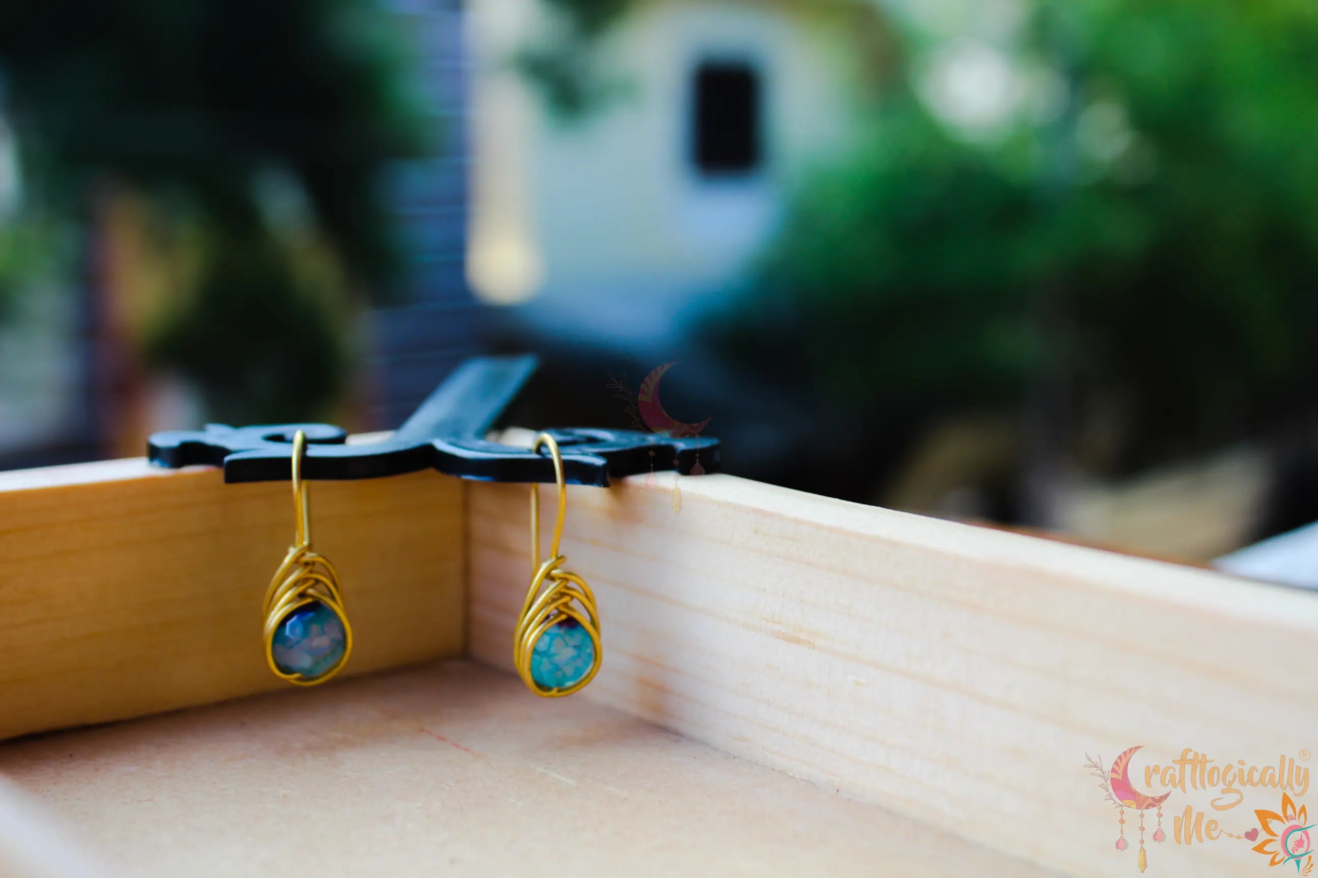 Agate Herringbone Bead Earrings – Handmade Wire Wrapped Dangle Jewelry