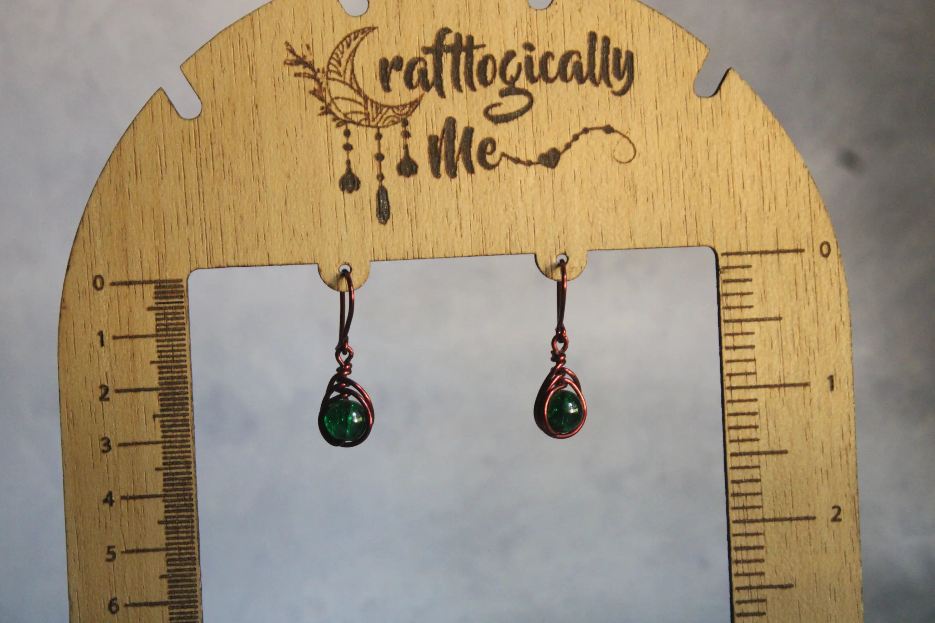 Crackle Bead Herringbone Earrings – Handmade Wire Wrapped Dangle Jewelry
