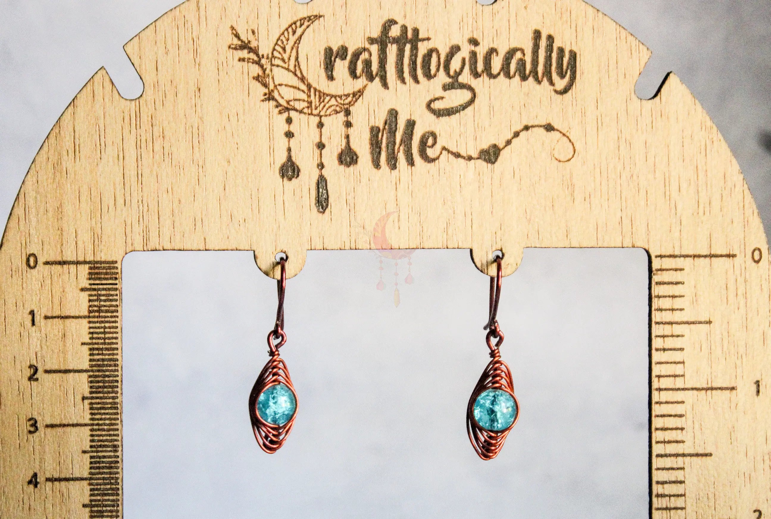 Crackled Glass Double Herringbone Earrings – Handmade Wire Wrapped Jewelry