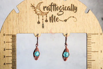 Crackled Glass Double Herringbone Earrings – Handmade Wire Wrapped Jewelry
