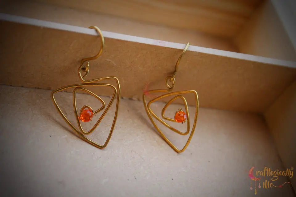 Triangle Spiral Earrings – Handmade Wire Wrapped Geometric Jewelry