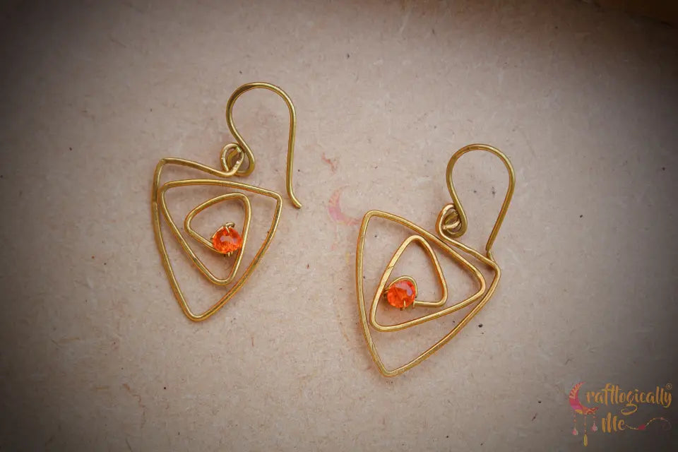 Triangle Spiral Earrings – Handmade Wire Wrapped Geometric Jewelry
