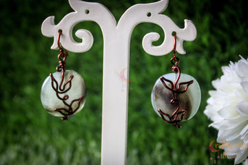 Square Acrylic Bead Vine Earrings – Handmade Wire Wrapped Dangle Jewelry