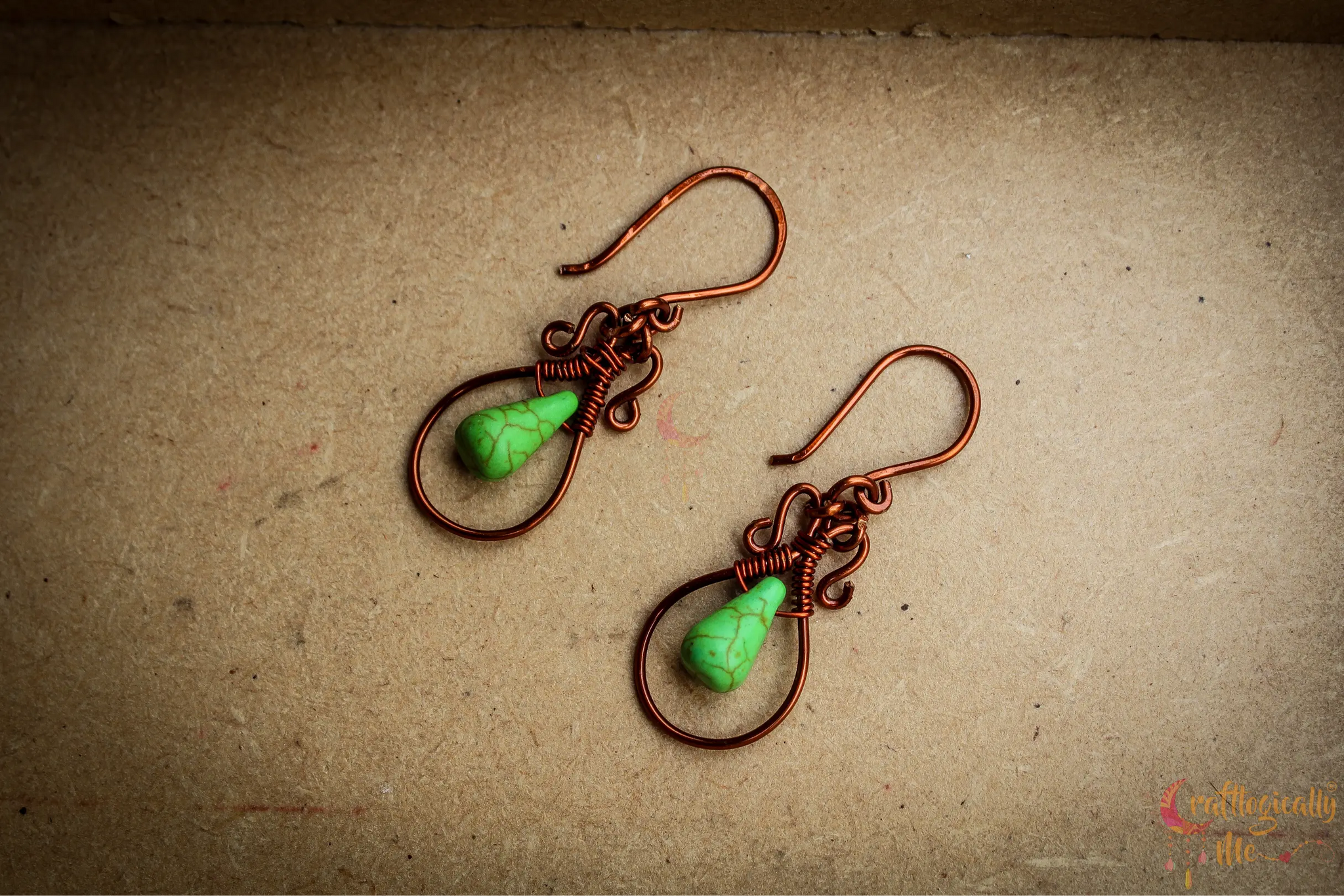 Drop Bead with Flourish Earrings – Handmade Wire Wrapped Dangle Jewelry