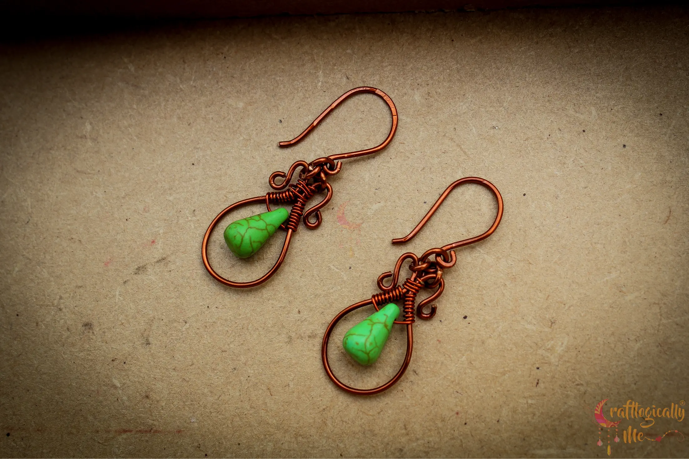 Drop Bead with Flourish Earrings – Handmade Wire Wrapped Dangle Jewelry