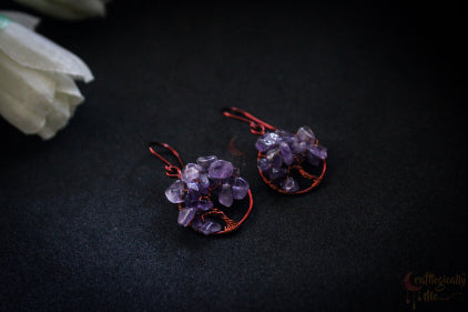Gemstone Chip Beads Tree of Life Earrings – Handmade Wire Wrapped Dangle Jewelry