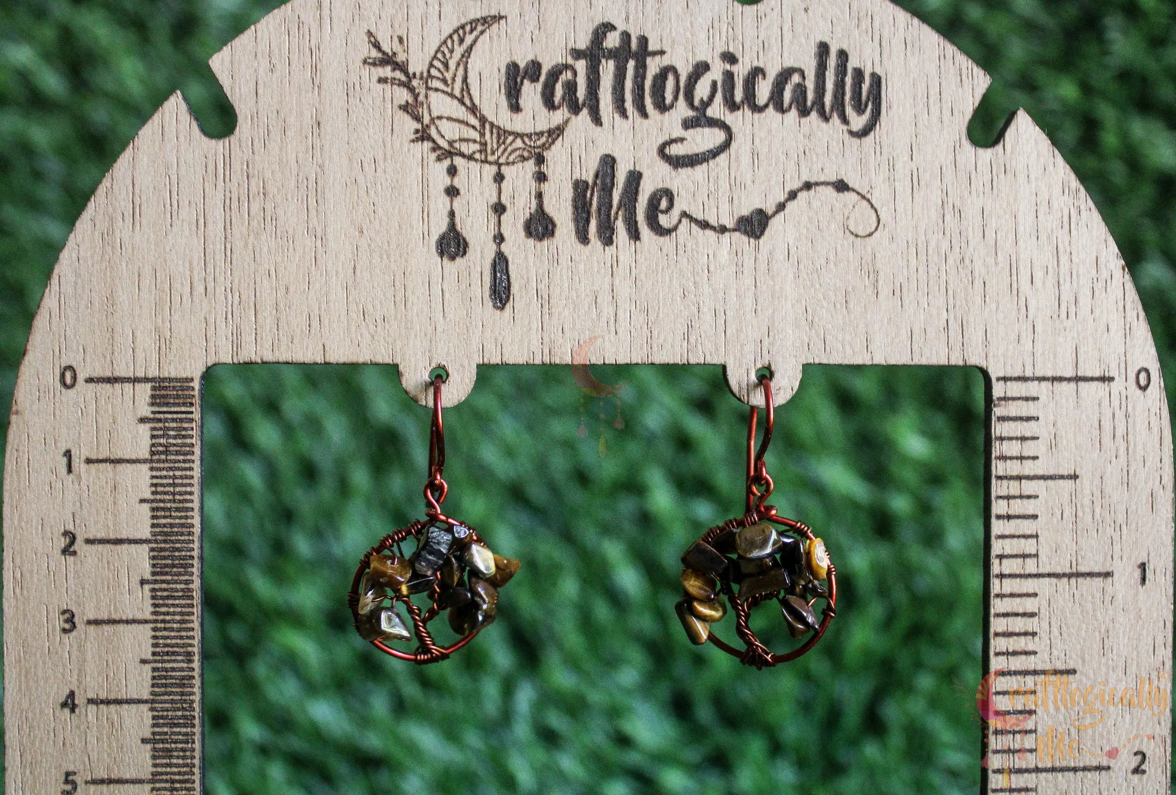 Gemstone Chip Beads Tree of Life Earrings – Handmade Wire Wrapped Dangle Jewelry