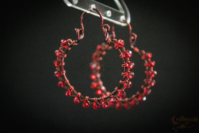 Boho Style Crystal Loop Woven Earrings – Handmade Wire Wrapped Statement Jewelry