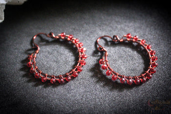 Boho Style Crystal Loop Woven Earrings – Handmade Wire Wrapped Statement Jewelry