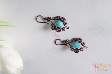 Swirls and Bead Drops Earrings - Handmade Wire & Bead Jewelry