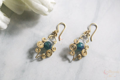 Swirls and Bead Drops Earrings - Handmade Wire & Bead Jewelry