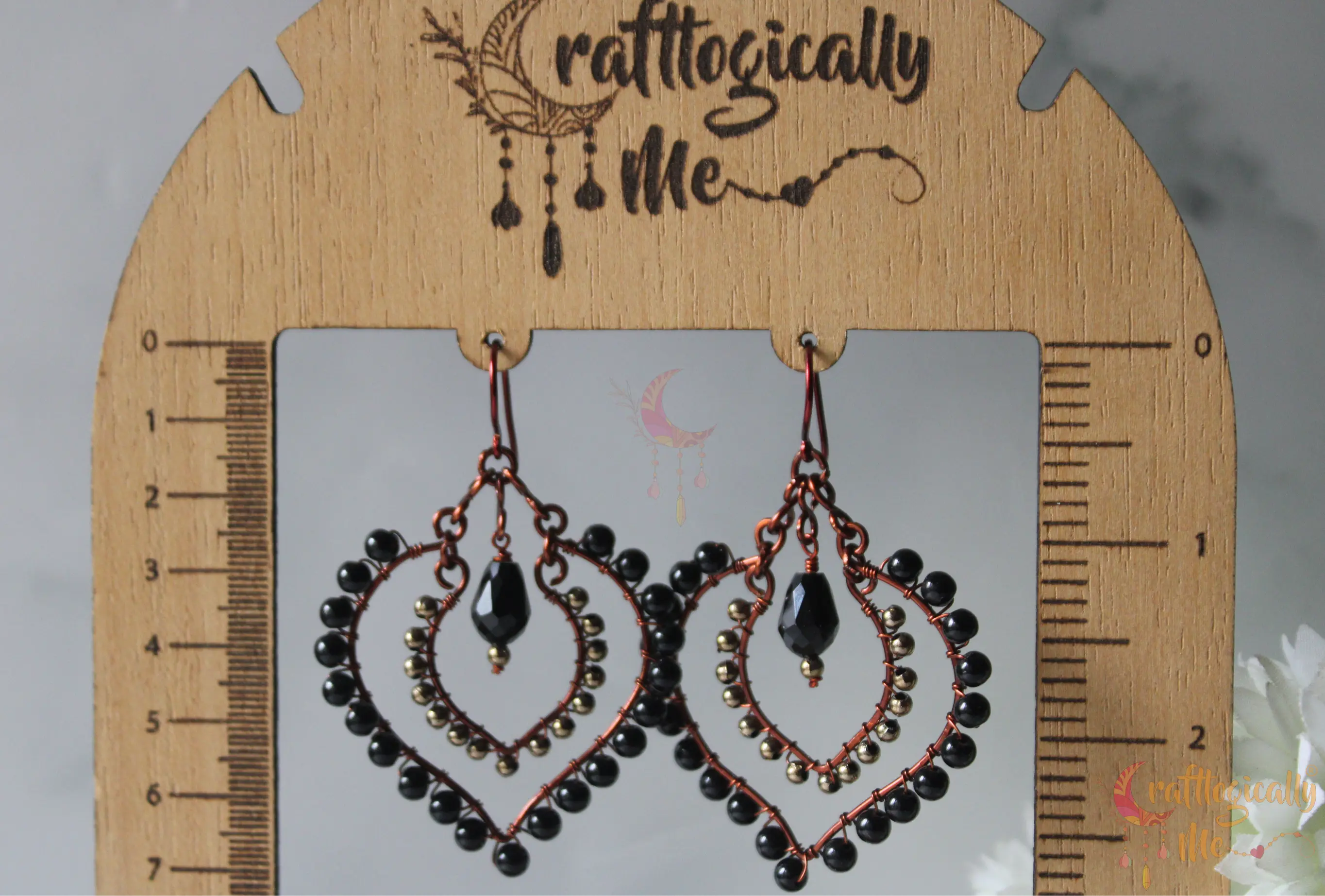 Long Bead Wrapped Drop Earrings - Handmade Wire & Bead Jewelry