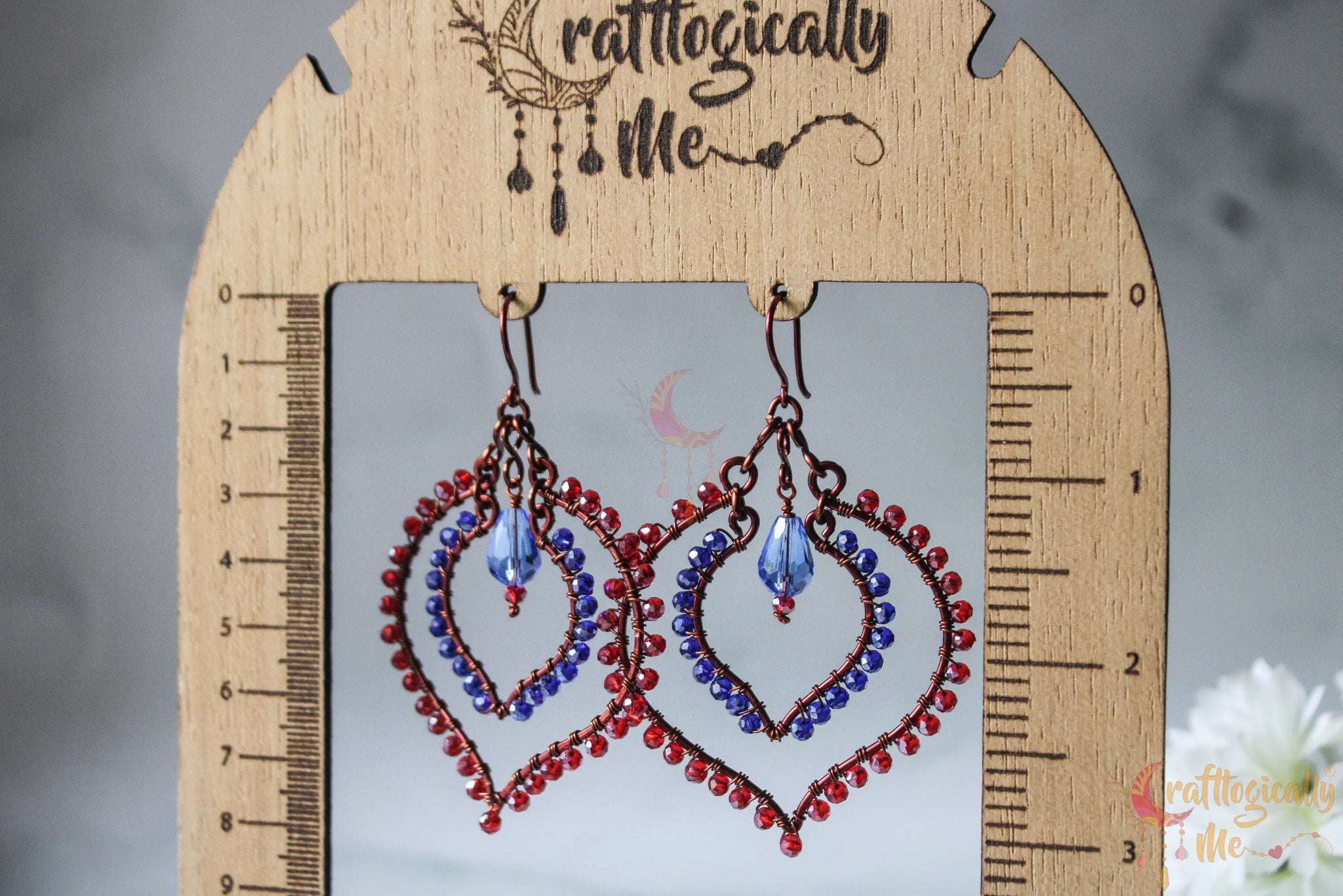 Long Bead Wrapped Drop Earrings - Handmade Wire & Bead Jewelry