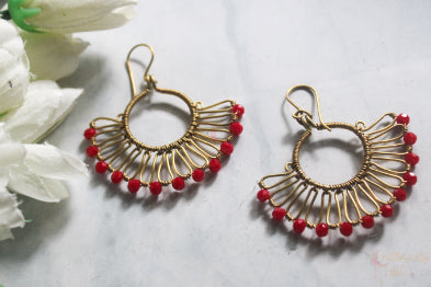 Boho Long Squiggly Crystal Bead Earrings - Handmade Wire & Crystal Jewelry
