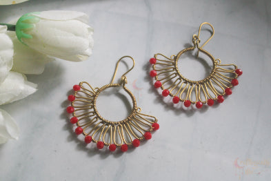Boho Long Squiggly Crystal Bead Earrings - Handmade Wire & Crystal Jewelry