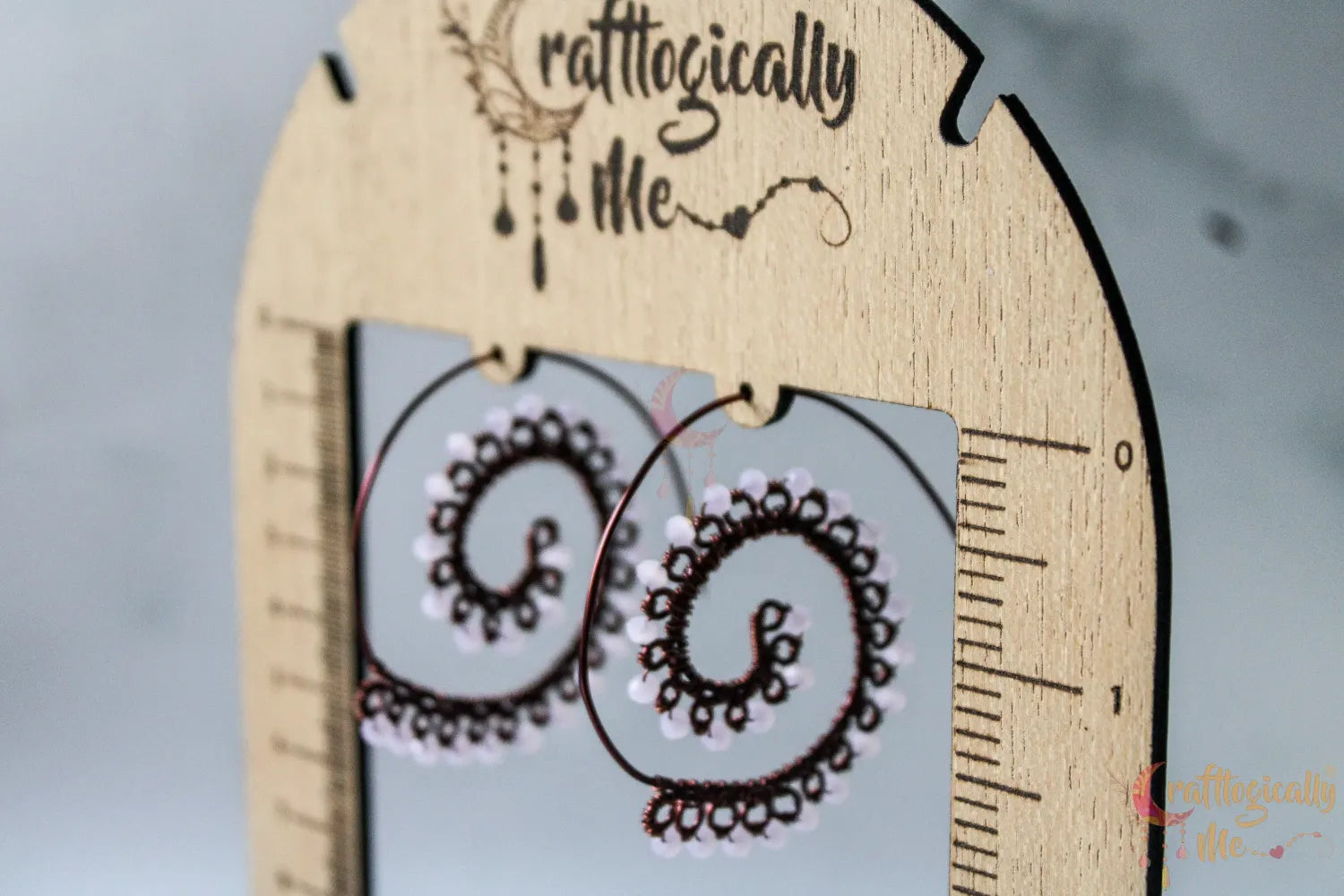 Long Swirly Crystal Bead Earrings - Handmade Wire & Crystal Jewelry