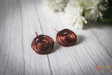 Big Rose Danglers - Handmade Wire Floral Earrings