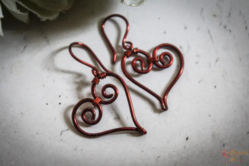 Heart Danglers - Handmade Wire Heart Earrings