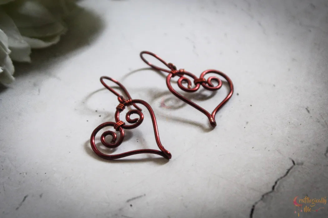 Heart Danglers - Handmade Wire Heart Earrings
