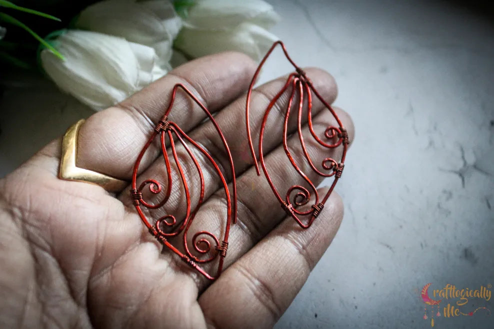 Long Swirl Dangles - Handmade Wire Statement Earrings