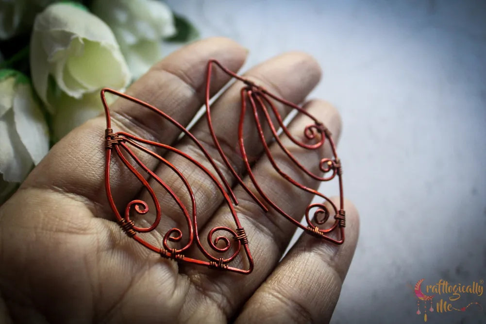 Long Swirl Dangles - Handmade Wire Statement Earrings