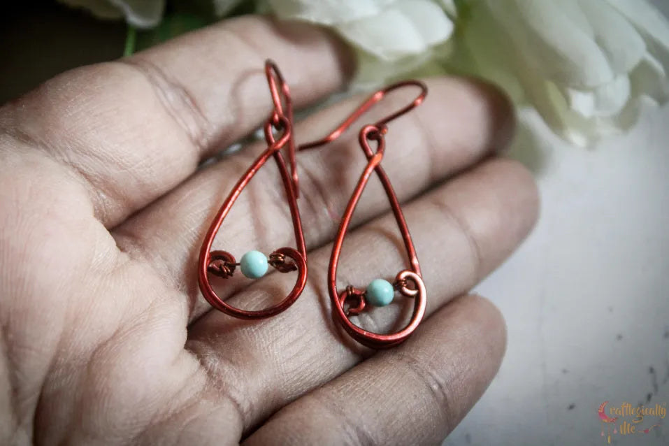 Curly Danglers with Beads - Handmade Wire & Bead Earrings