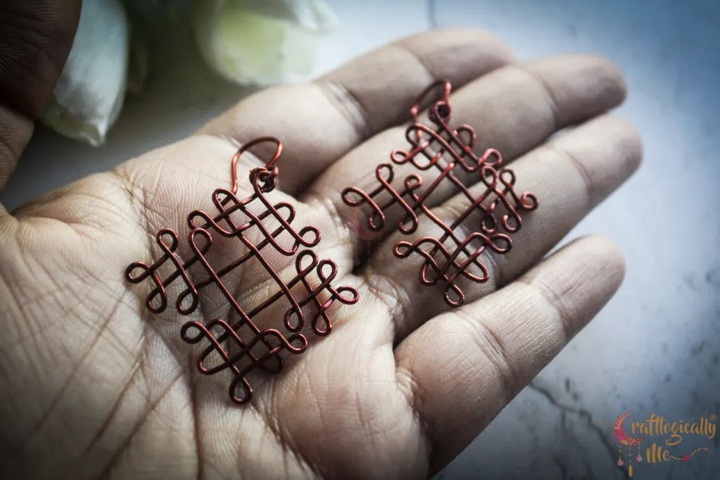 Sikku Kolam Earrings - Handmade Wire Art Jewelry