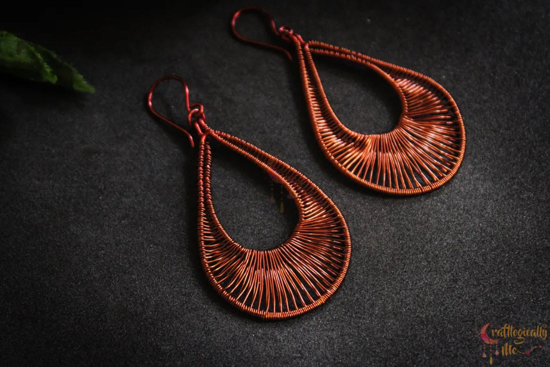 Drop Hoops – Long Danglers - Handmade Wire Statement Earrings