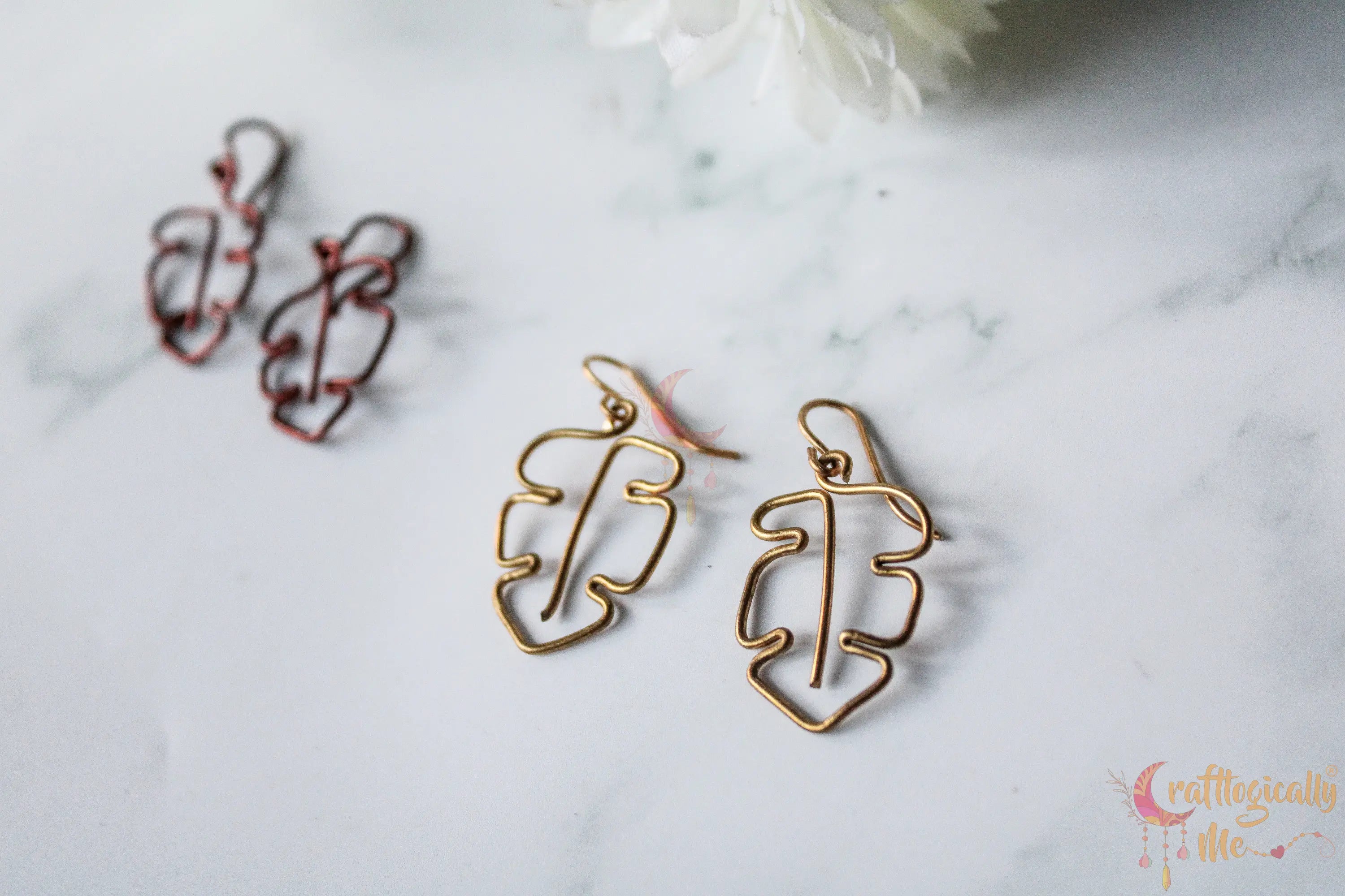Monstera Leaf Earrings – Handmade Wire Jewelry