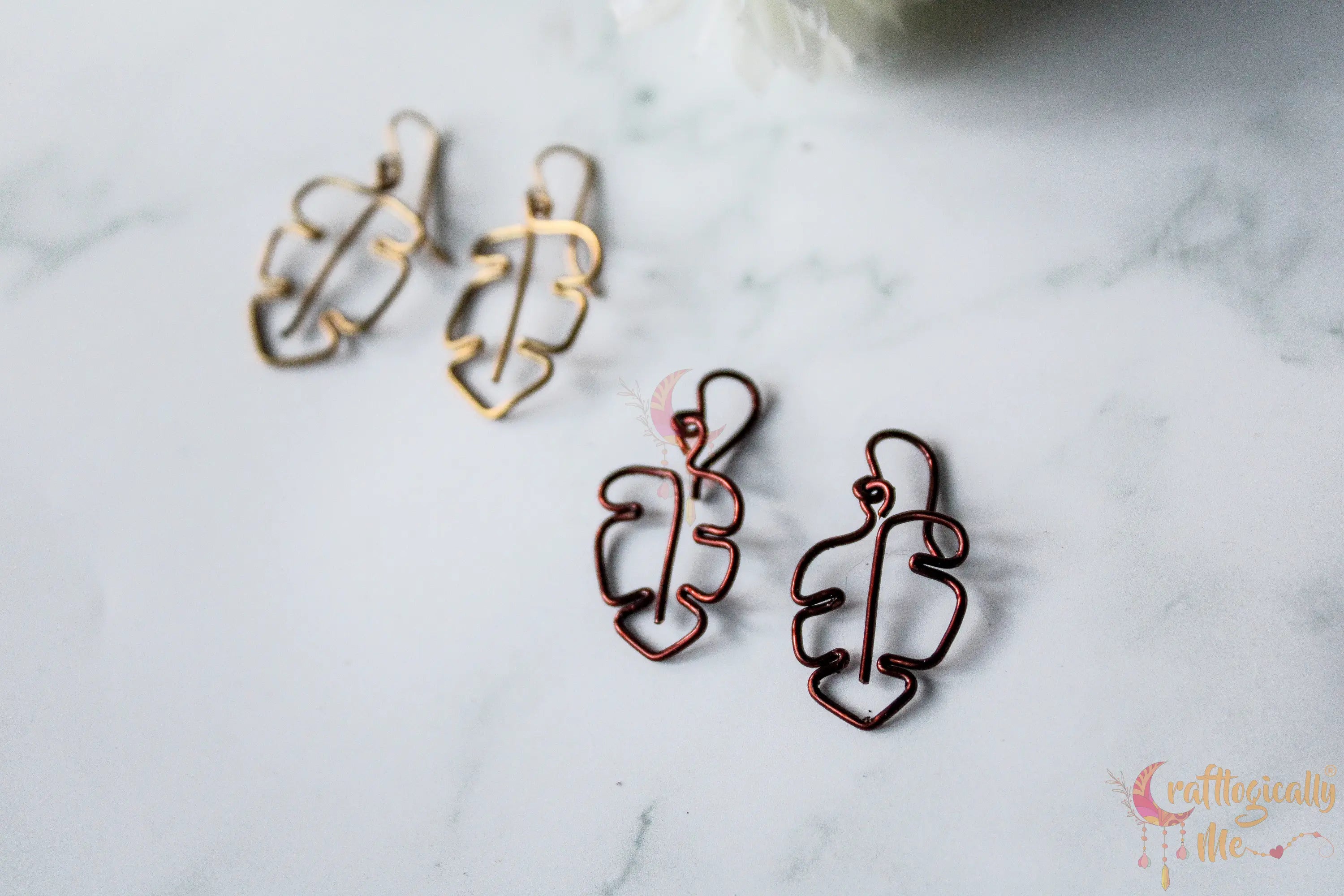 Monstera Leaf Earrings – Handmade Wire Jewelry