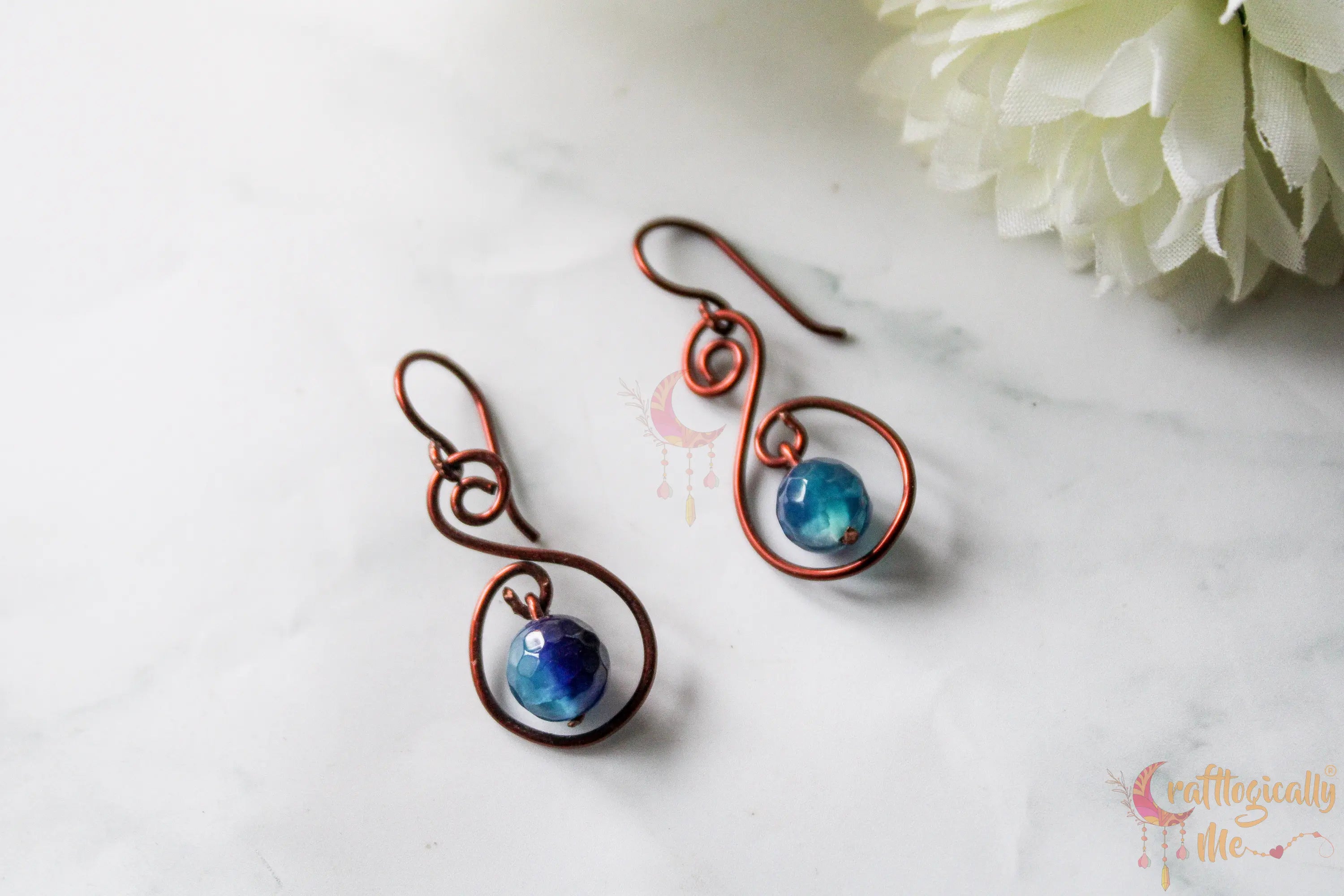 S Drop Agate Bead Earrings – Handmade Wire Jewelry