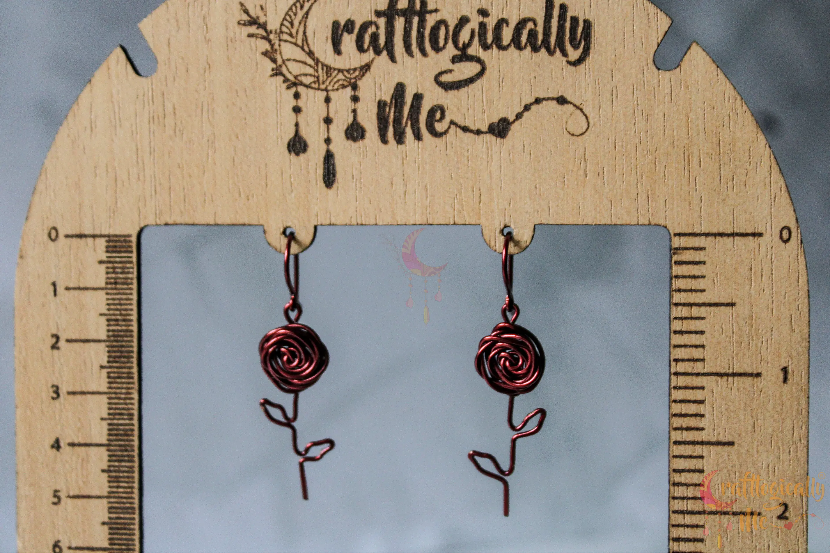 Rose & Leaves Drop Earrings – Handmade Wire Jewelry