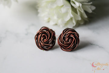 Big Rose Studs – Anti-Tarnish & Oxidized Copper Handmade Earrings