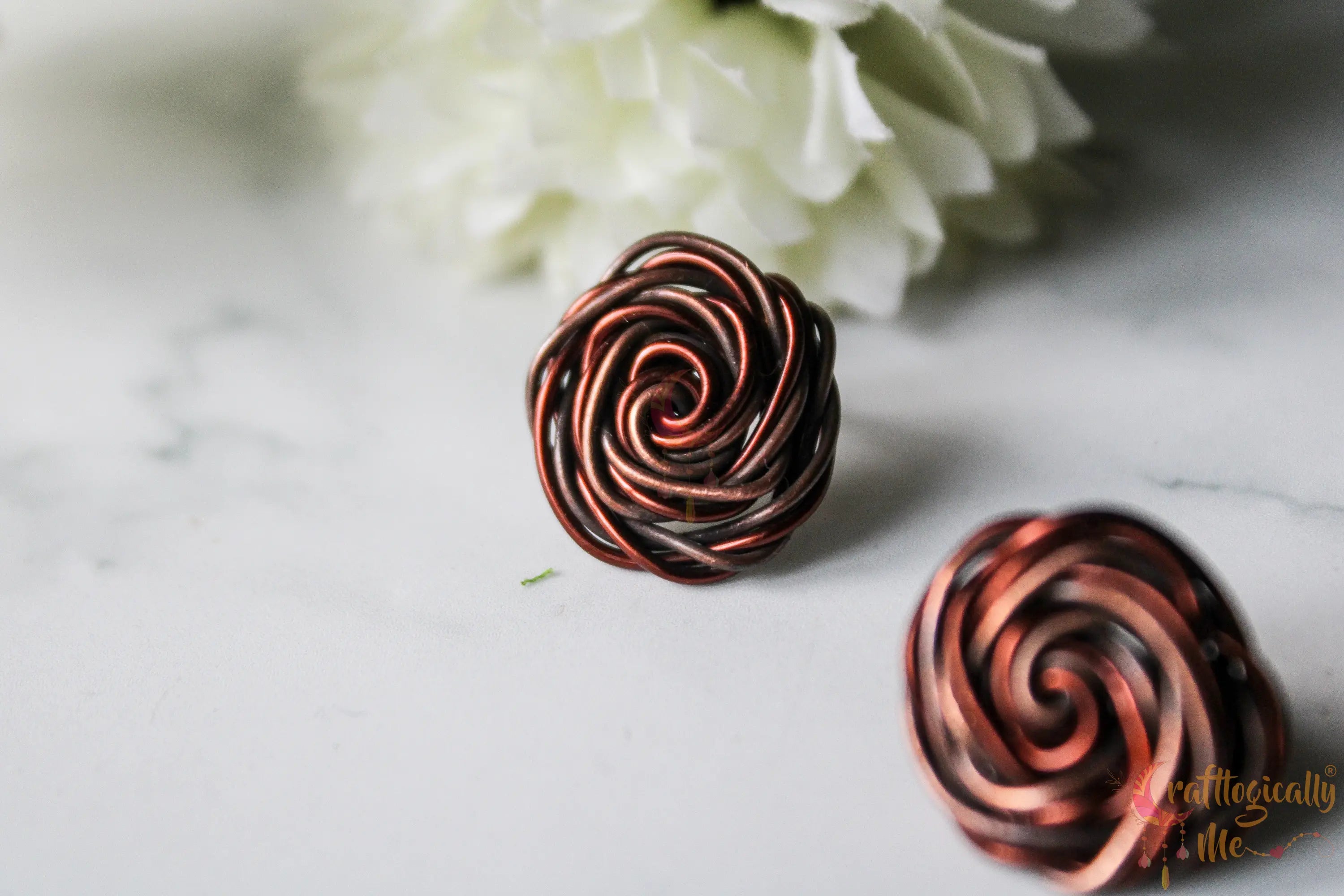 Big Rose Studs – Anti-Tarnish & Oxidized Copper Handmade Earrings