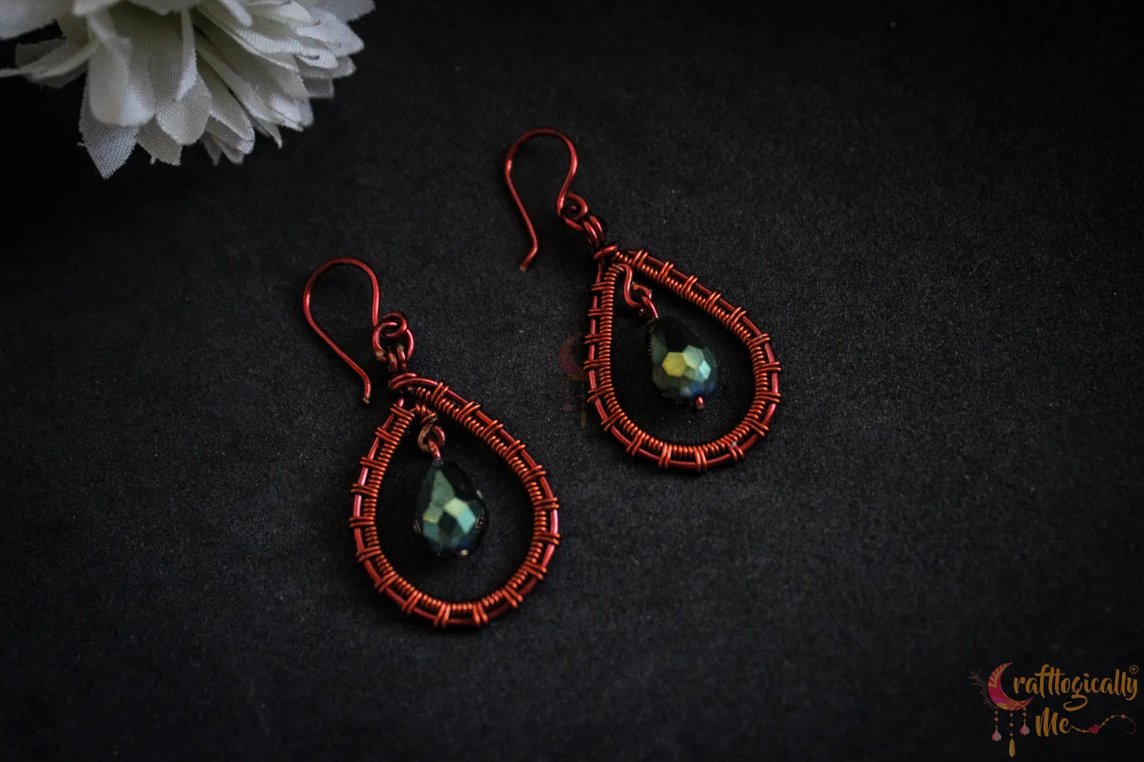Midnight Teardrop Earrings – Handmade Wire Jewelry