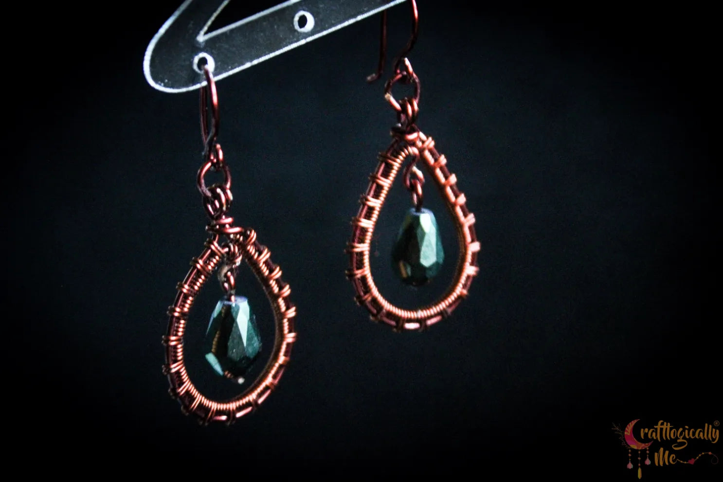Midnight Teardrop Earrings – Handmade Wire Jewelry