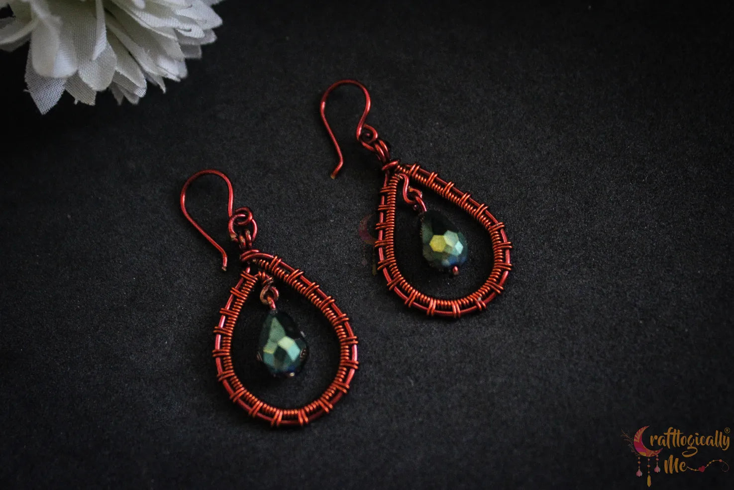 Midnight Teardrop Earrings – Handmade Wire Jewelry