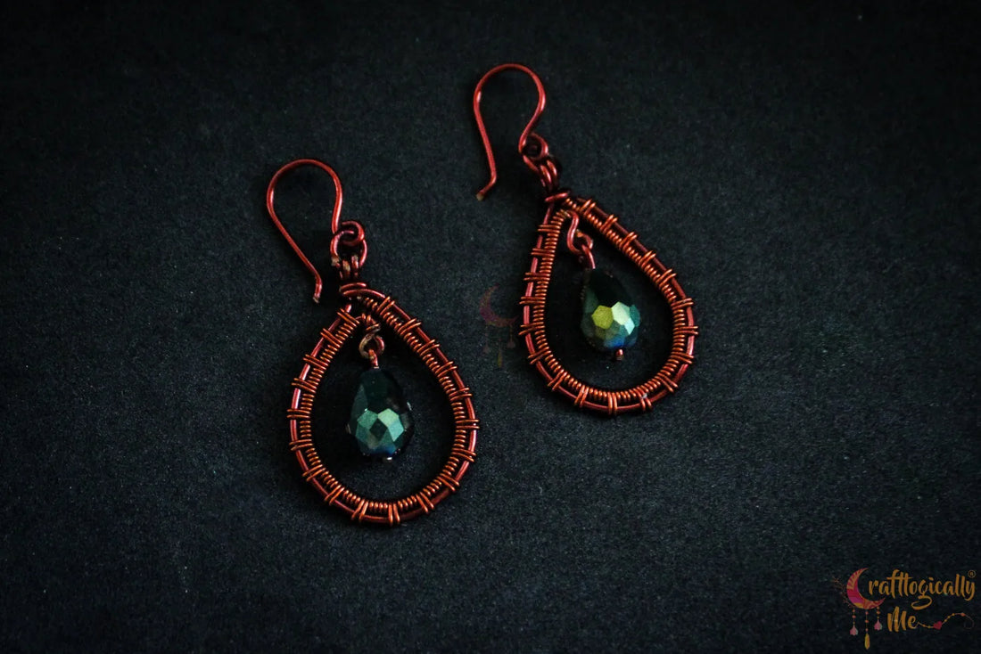 Midnight Teardrop Earrings – Handmade Wire Jewelry