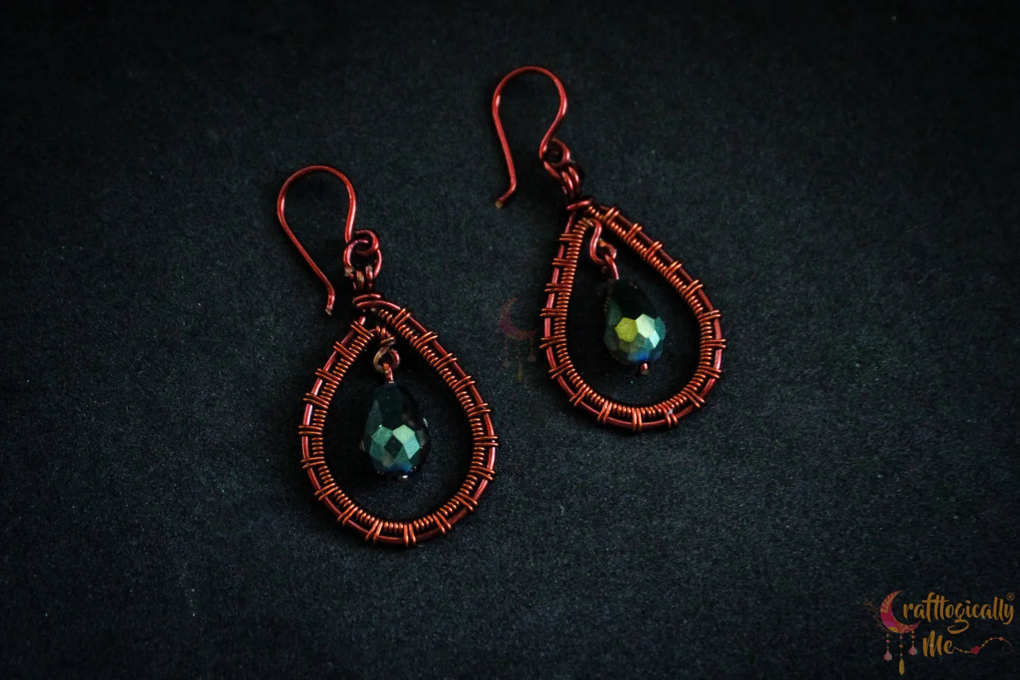 Midnight Teardrop Earrings – Handmade Wire Jewelry