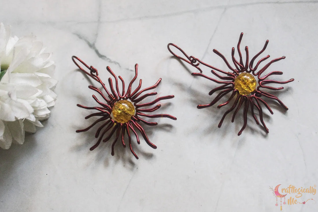 Sunburst Earrings – Handmade Wire Wrapped Jewelry