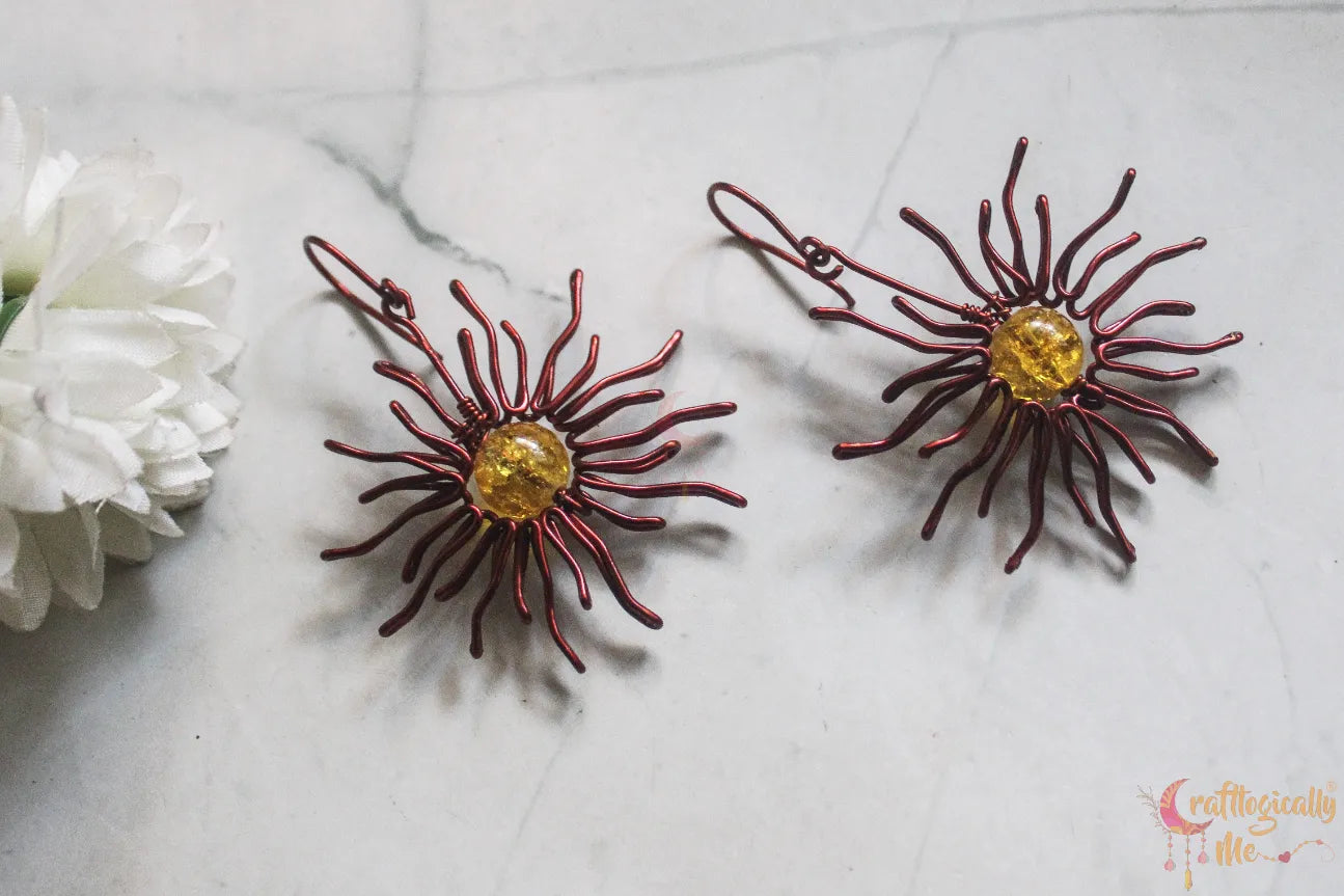 Sunburst Earrings – Handmade Wire Wrapped Jewelry