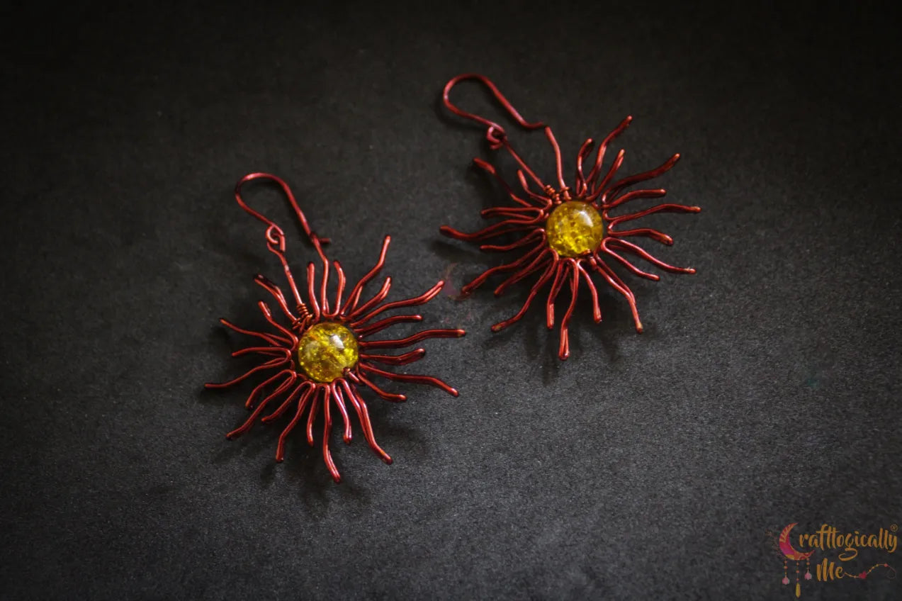 Sunburst Earrings – Handmade Wire Wrapped Jewelry